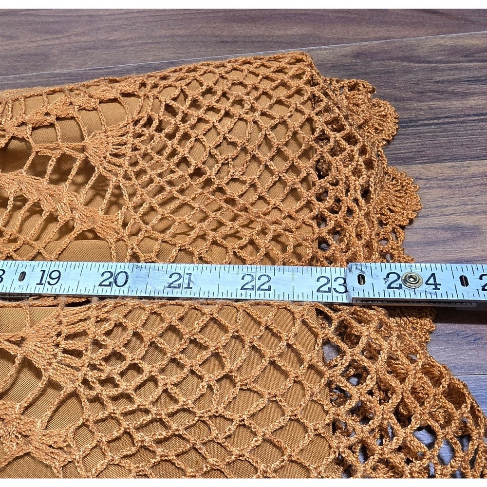 Handmade Deep Orange Crochet Knit Fairycore Top and Skirt Set Boho V Neck - Picture 6 of 11